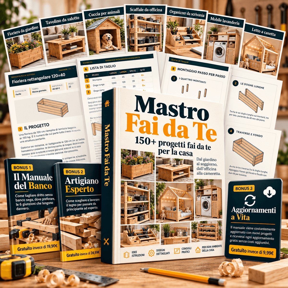 KIT COMPLETO FAI-DA-TE - OLTRE 150 PROGETTI DI FALEGNAMERIA